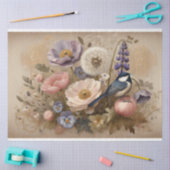 Decoupage tissuepapier Pioen Bloemen Vogel Ontwerp (Craft)