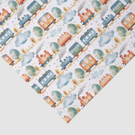 Decoupage Train Verjaardagsfeest Waterverf Tissuepapier (Detail)