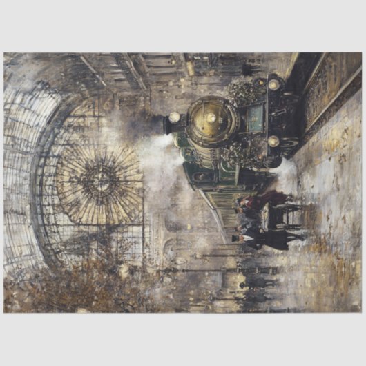 Decoupage treinstation Parijs Frankrijk Tissuepapier (Voorkant)