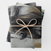 Decoupage Trio Charcoal Rust Horse Art Inpakpapier Vel (In situ)