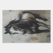 Decoupage Trio Charcoal Rust Horse Art Inpakpapier Vel (Voorkant)