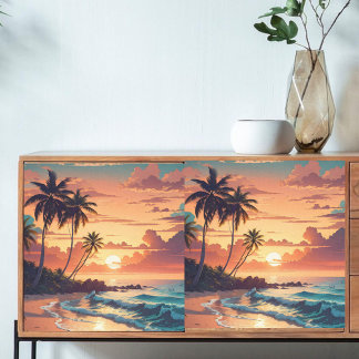 Decoupage Tropical Beach Sunset Tissuepapier