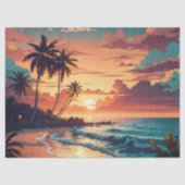 Decoupage Tropical Beach Sunset Tissuepapier (Voorkant)