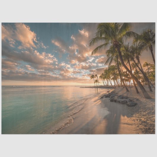 Decoupage Tropical Paradise Beach Palmbomen Tissuepapier (Voorkant)