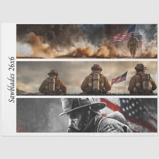 Decoupage Trots Brandweer Amerikaanse Vlag Tissuepapier (Voorkant)