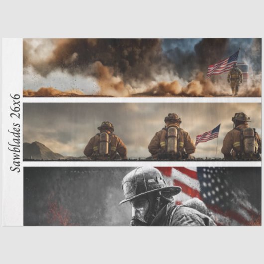Decoupage Trots Brandweerlieden Amerikaanse Vlag Tissuepapier (Voorkant)