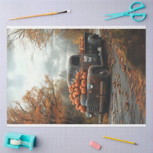 Decoupage  Truck Pumpkins Herfst Scene Tissuepapier (Craft)