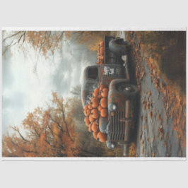 Decoupage  Truck Pumpkins Herfst Scene Tissuepapier