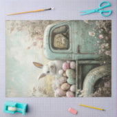 Decoupage Truck White Rabbit Easter Eggs Tissuepapier (Craft)