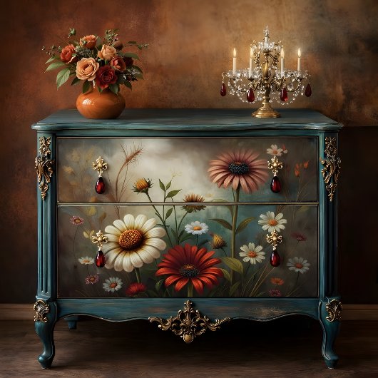 Decoupage Tuin met Madeliefjes in de Schemering Tissuepapier