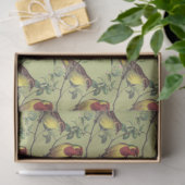 Decoupage Twee kleurrijke vogels op lichtgroen Tissuepapier (Geschenk)