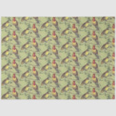 Decoupage Twee kleurrijke vogels op lichtgroen Tissuepapier (Voorkant)