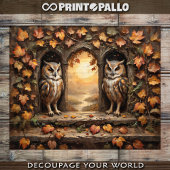 Decoupage - Twee Uilen met uitzicht op de herfst Poster