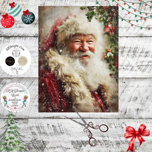 Decoupage Twinkeling Kerstman Santa  Tissuepapier