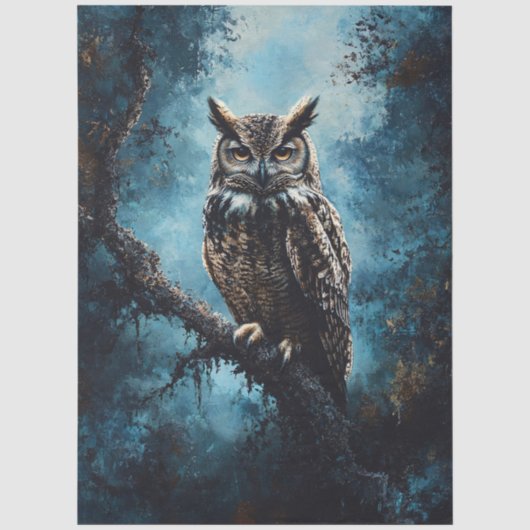 Decoupage uil op boomtak tissuepapier (Voorkant)