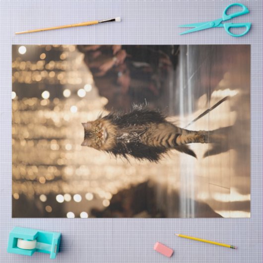 Decoupage Uitgebreide Cat Walking Down Runway Tissuepapier (Craft)