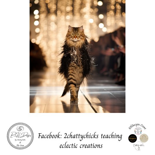 Decoupage Uitgebreide Cat Walking Down Runway Tissuepapier