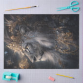 Decoupage Uitgebreide Lion Golden Crown Royalty Tissuepapier (Craft)