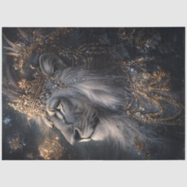 Decoupage Uitgebreide Lion Golden Crown Royalty Tissuepapier