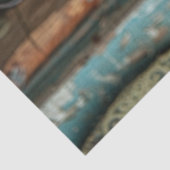 Decoupage Unieke Cowboy Laarzen met Gezichten Tissuepapier (Detail)