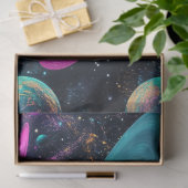 Decoupage Universe Cosmo Planets blauw Paarse roze Tissuepapier (Geschenk)
