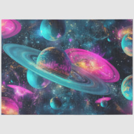 Decoupage Universe Cosmo Planets blauw Paarse roze Tissuepapier