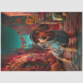 Decoupage Urban Teckel in stijlvolle streetwear Tissuepapier (Voorkant)