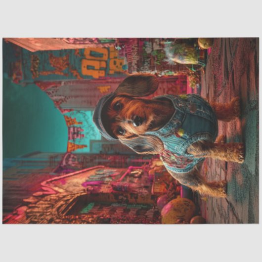 Decoupage Urban Teckel in stijlvolle streetwear Tissuepapier (Voorkant)