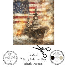 Decoupage USA Oorlogsschip op zee