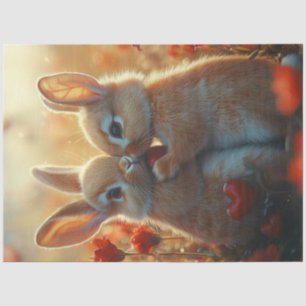 Decoupage Valentijn 2 konijntjes Valentijn in de l Tissuepapier