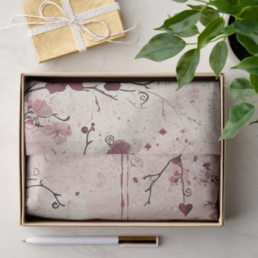 Decoupage Valentijn Achtergrond Rood Roze Harten Tissuepapier (Geschenk)