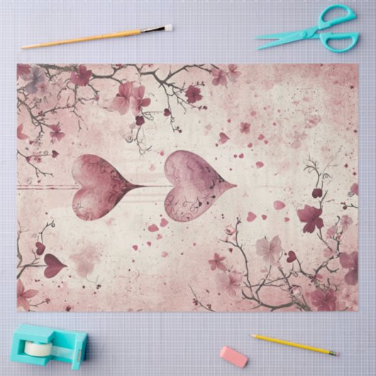 Decoupage Valentijn Achtergrond Rood Roze Harten Tissuepapier (Craft)