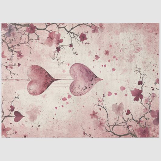 Decoupage Valentijn Achtergrond Rood Roze Harten Tissuepapier (Voorkant)