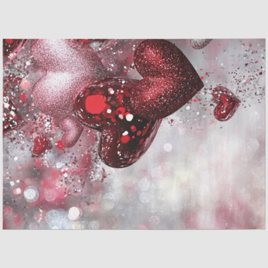 Decoupage Valentijn Achtergrond Rood Roze Harten Tissuepapier (Voorkant)