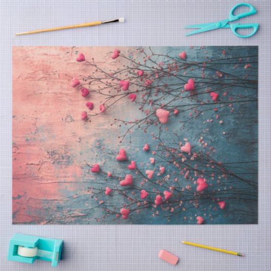 Decoupage Valentijn Achtergrond Roze Blauwgroen & Tissuepapier (Craft)