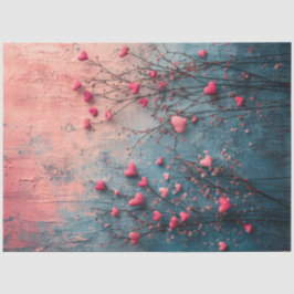 Decoupage Valentijn Achtergrond Roze Blauwgroen &  Tissuepapier