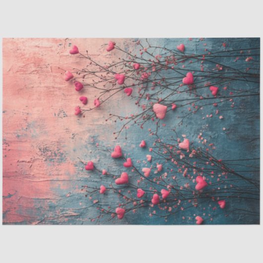 Decoupage Valentijn Achtergrond Roze Blauwgroen & Tissuepapier (Voorkant)