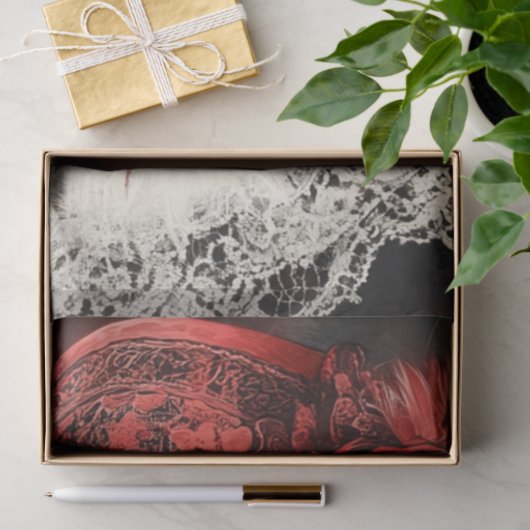 Decoupage  Valentijn Cat Rood Zwart Tissuepapier (Geschenk)