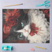 Decoupage Valentijn Cat Rood Zwart Tissuepapier (Craft)