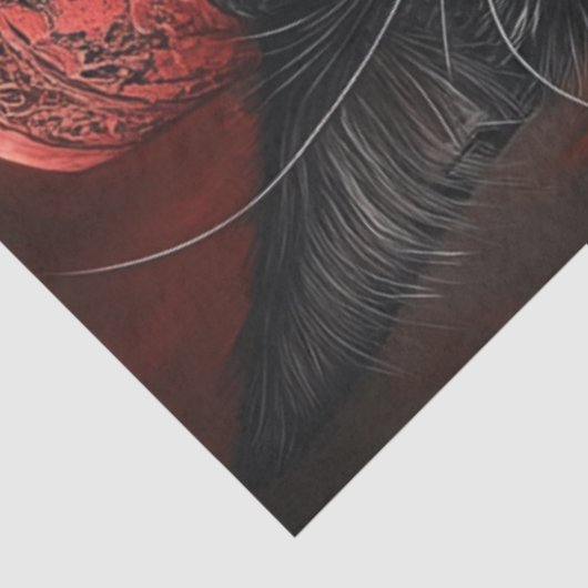 Decoupage  Valentijn Cat Rood Zwart Tissuepapier (Detail)