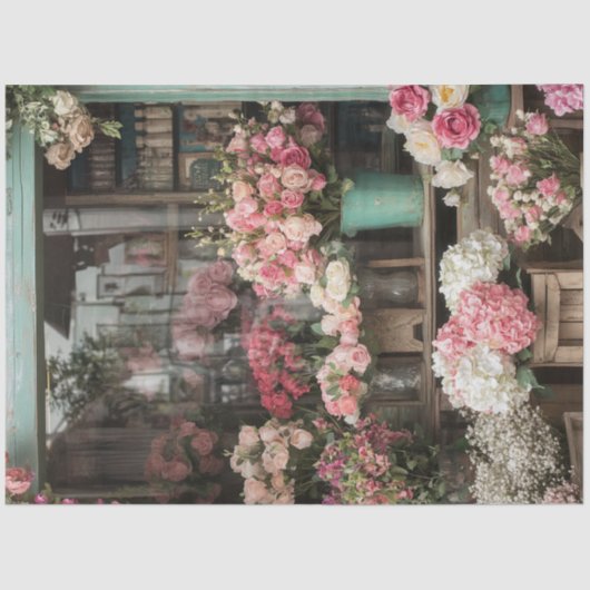 Decoupage Valentijn Flower Shop Display Tissuepapier (Voorkant)