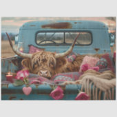 Decoupage Valentijn Highland Koe Truck Tissuepapier (Voorkant)