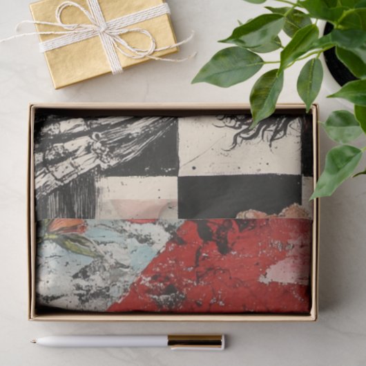 Decoupage Valentijn Red Heart Checkered Pattern Tissuepapier (Geschenk)