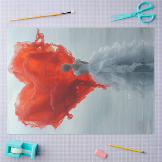 Decoupage Valentijn Red Heart Mooie Vrouw Tissuepapier (Craft)