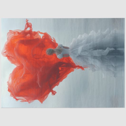 Decoupage Valentijn Red Heart Mooie Vrouw Tissuepapier (Voorkant)