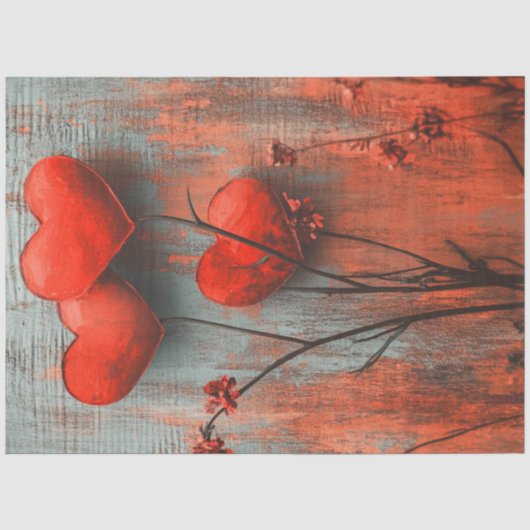 Decoupage Valentijn Textured Heart Art Tissuepapier (Voorkant)