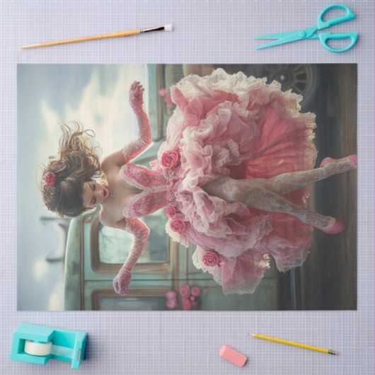 Decoupage Valentijnsdag Lady Dancing  Truck Tissuepapier (Craft)