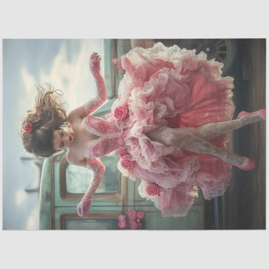 Decoupage Valentijnsdag Lady Dancing  Truck Tissuepapier (Voorkant)