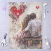 Decoupage Valentine Couple Bench Heart Love  Tissuepapier (Craft)