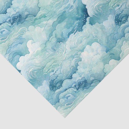 Decoupage van abstracte oceaangolven tissuepapier (Detail)